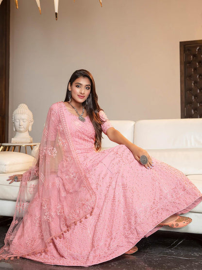 Pink Diamond Georgette Anarkali - Rajwada