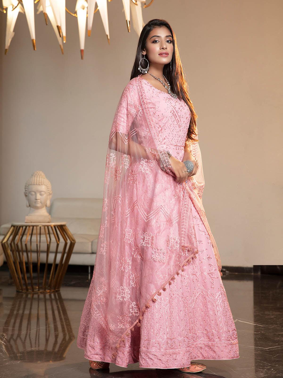 Pink Diamond Georgette Anarkali - Rajwada