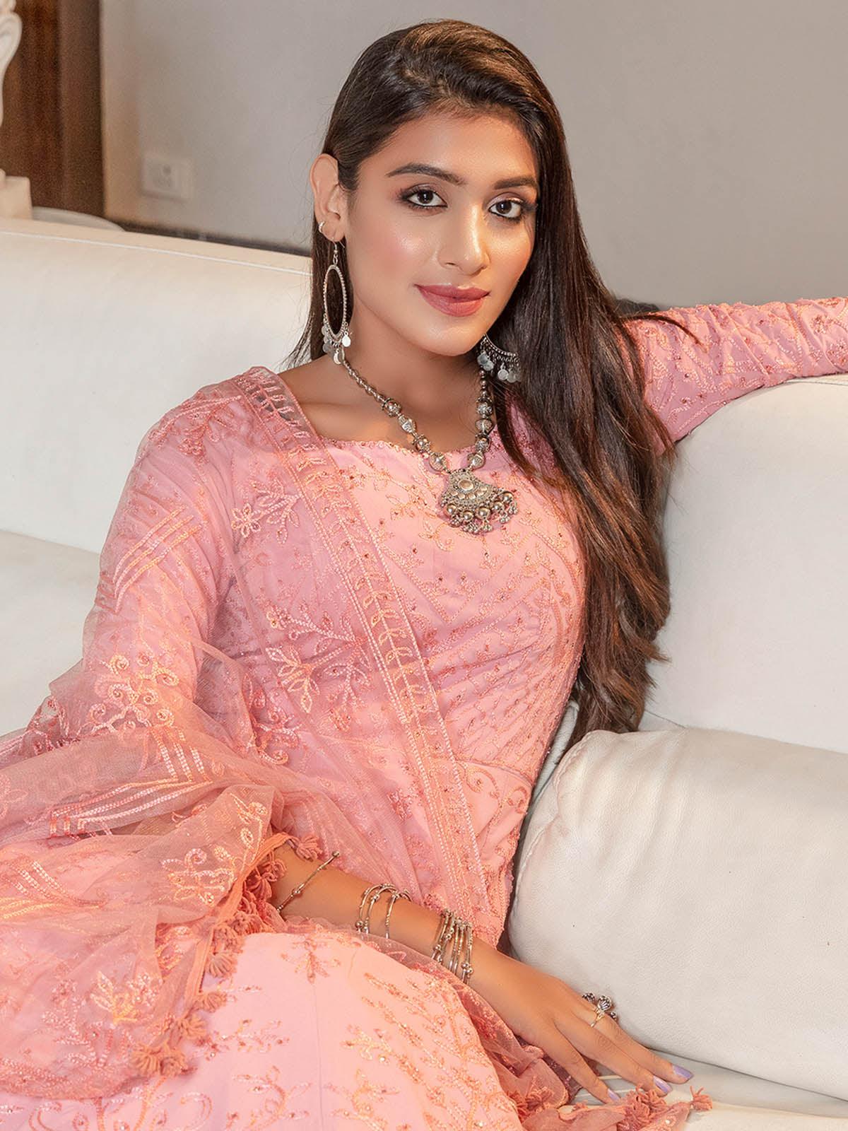 Pink Diamond Georgette Anarkali - Rajwada