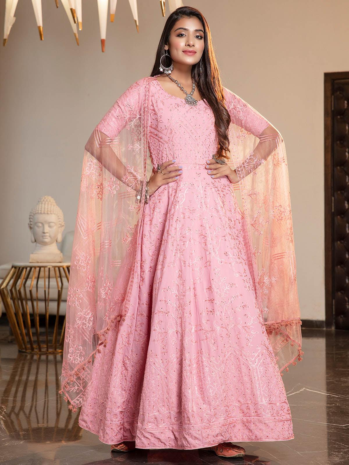 Pink Diamond Georgette Anarkali - Rajwada