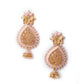 Pink Enamelled Leafy Dangle Earrings - Rajwada
