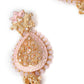 Pink Enamelled Leafy Dangle Earrings - Rajwada