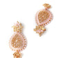 Pink Enamelled Leafy Dangle Earrings - Rajwada