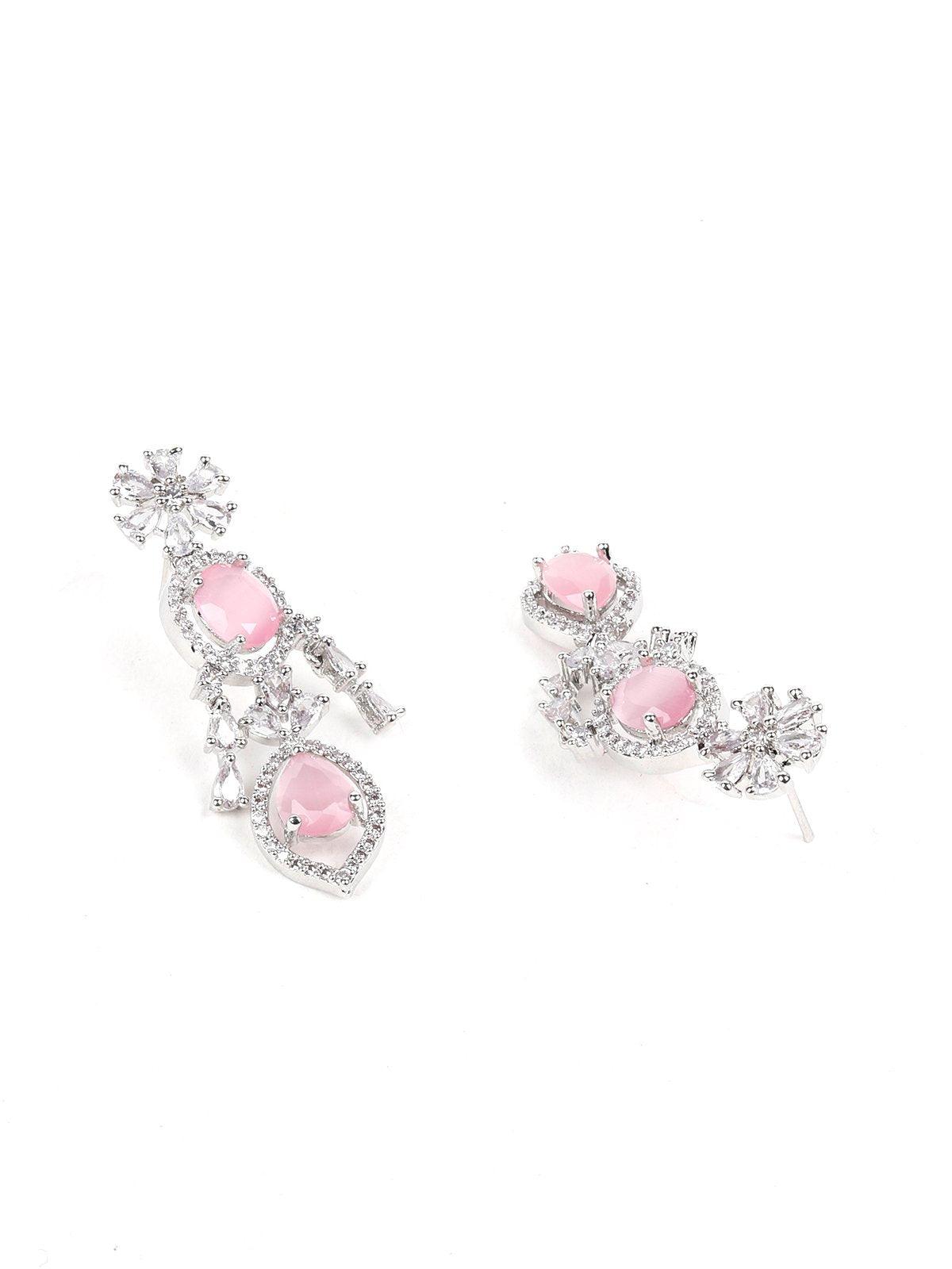Pink Faux Diamond Princess Necklace Set - Rajwada