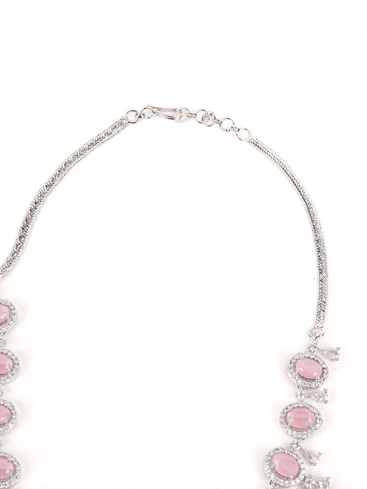 Pink Faux Diamond Princess Necklace Set - Rajwada