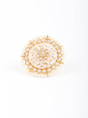 Pink Pearl Round Finger Ring - Rajwada
