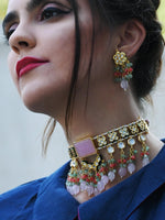 Pink Rhinestone Choker Necklace - Rajwada