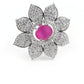 Pink Ruby Floral Finger Ring - Rajwada
