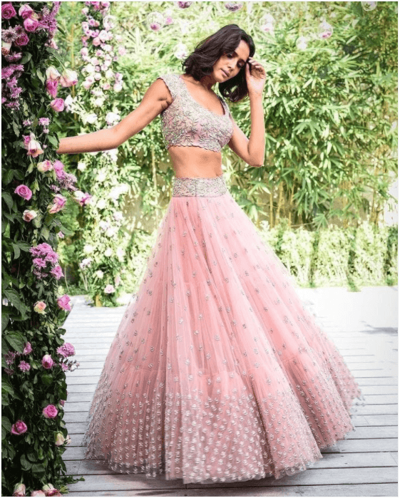 Pink Soft Net Lehenga - Rajwada