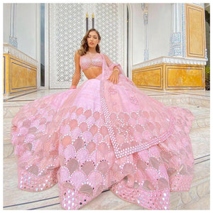 Pink  Softy silk Lehenga - Rajwada