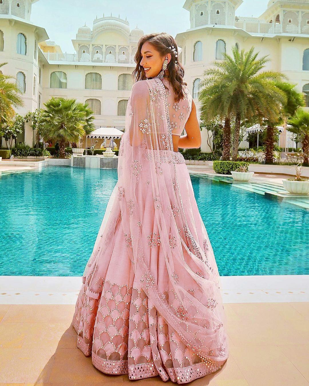 Pink  Softy silk Lehenga - Rajwada