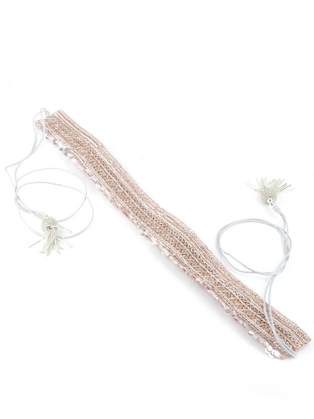 Pink Tickle Velvet Base Belt - Rajwada
