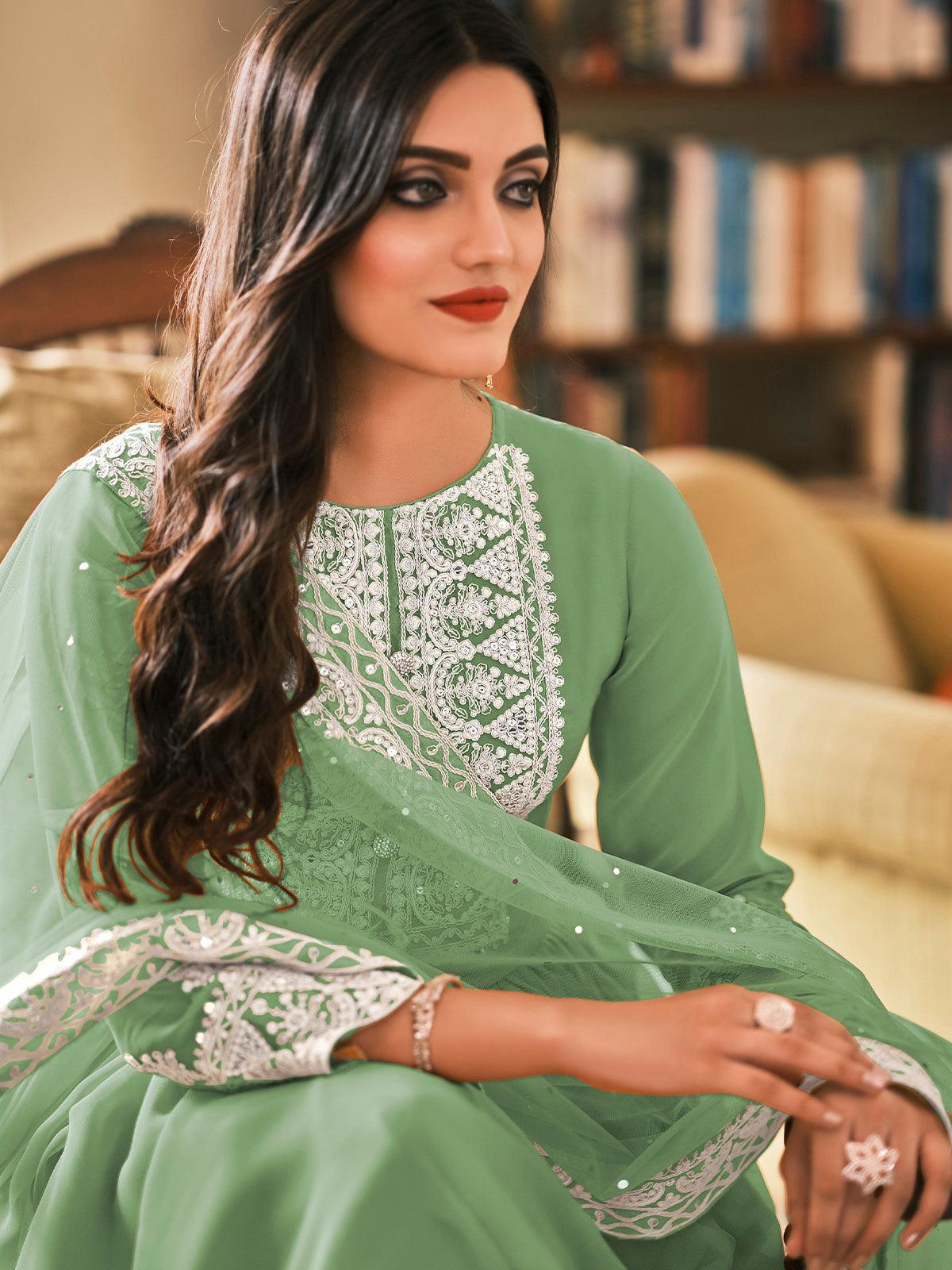 Pista Color Georgette Plazzo Suit - Rajwada
