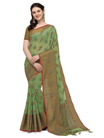 Pista Colour Banarasi Silk Madhubani Work Saree - Rajwada