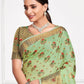 Pista Cotton Heavy Jari Wevon Designer Stone Saree - Rajwada