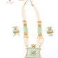 Pistachio Green Enamelled Long Multistring Onyx-Pearl Necklace Set - Rajwada
