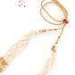 Pistachio Green Enamelled Long Multistring Onyx-Pearl Necklace Set - Rajwada