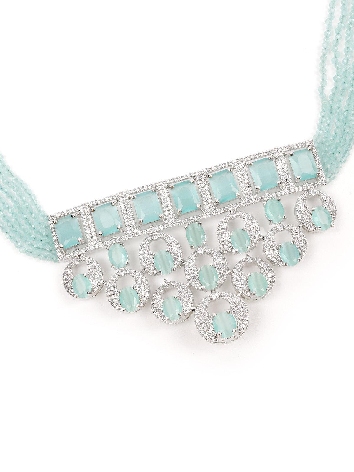 Plush Sea Green Choker Set - Rajwada