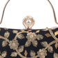 Rajwada Black Suede Embroidered Hand Bag For Women