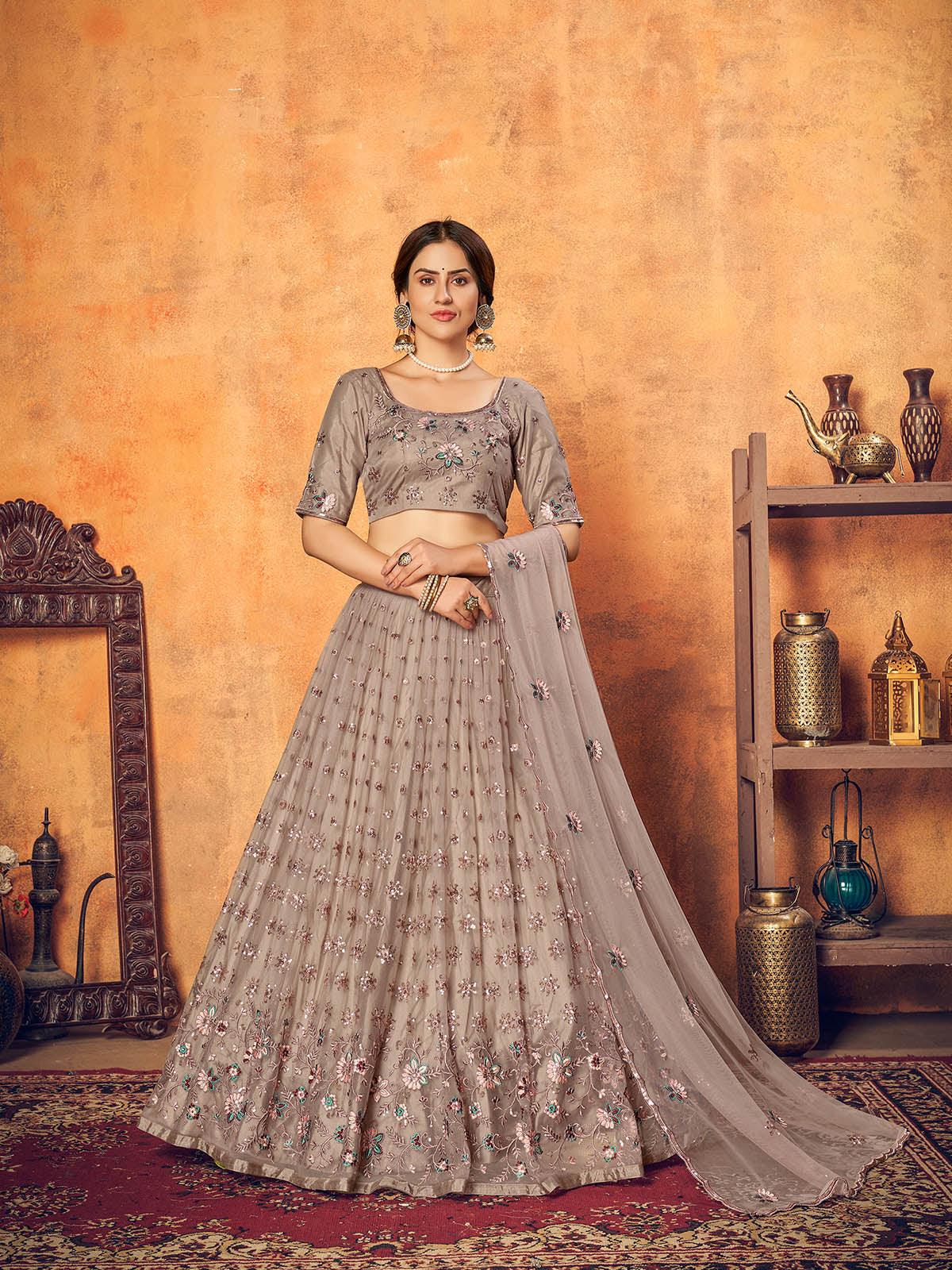 Pretty Dusty Net Lehenga Set - Rajwada