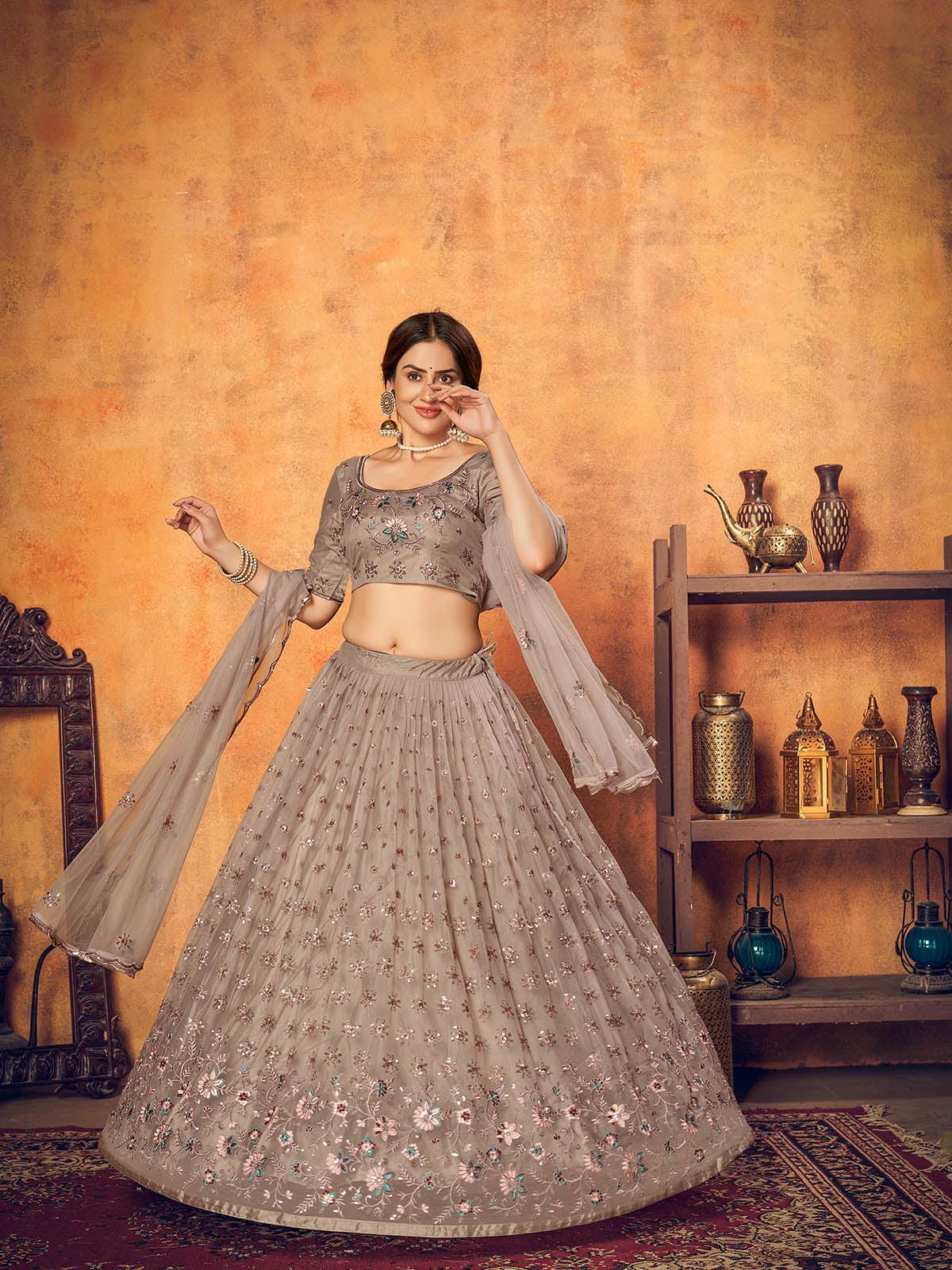 Pretty Dusty Net Lehenga Set - Rajwada