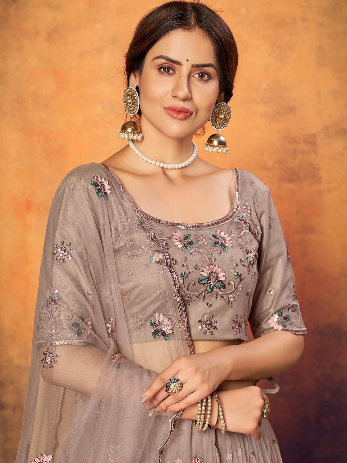 Pretty Dusty Net Lehenga Set - Rajwada