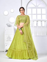 Pretty Fluorescent Green Net Lehenga Set - Rajwada