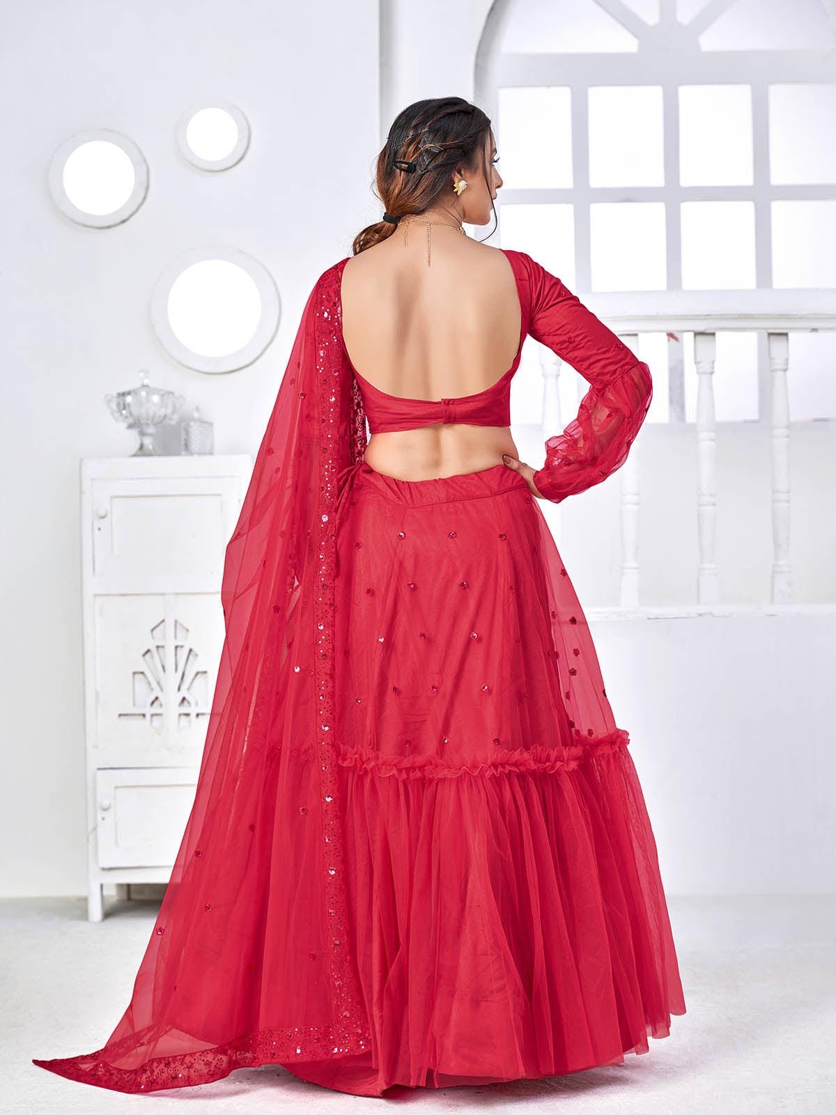 Pretty Fuschia Pink Net Lehenga Set - Rajwada