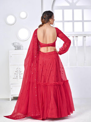 Pretty Fuschia Pink Net Lehenga Set - Rajwada