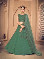 Pretty Green Georgette Lehenga Set - Rajwada
