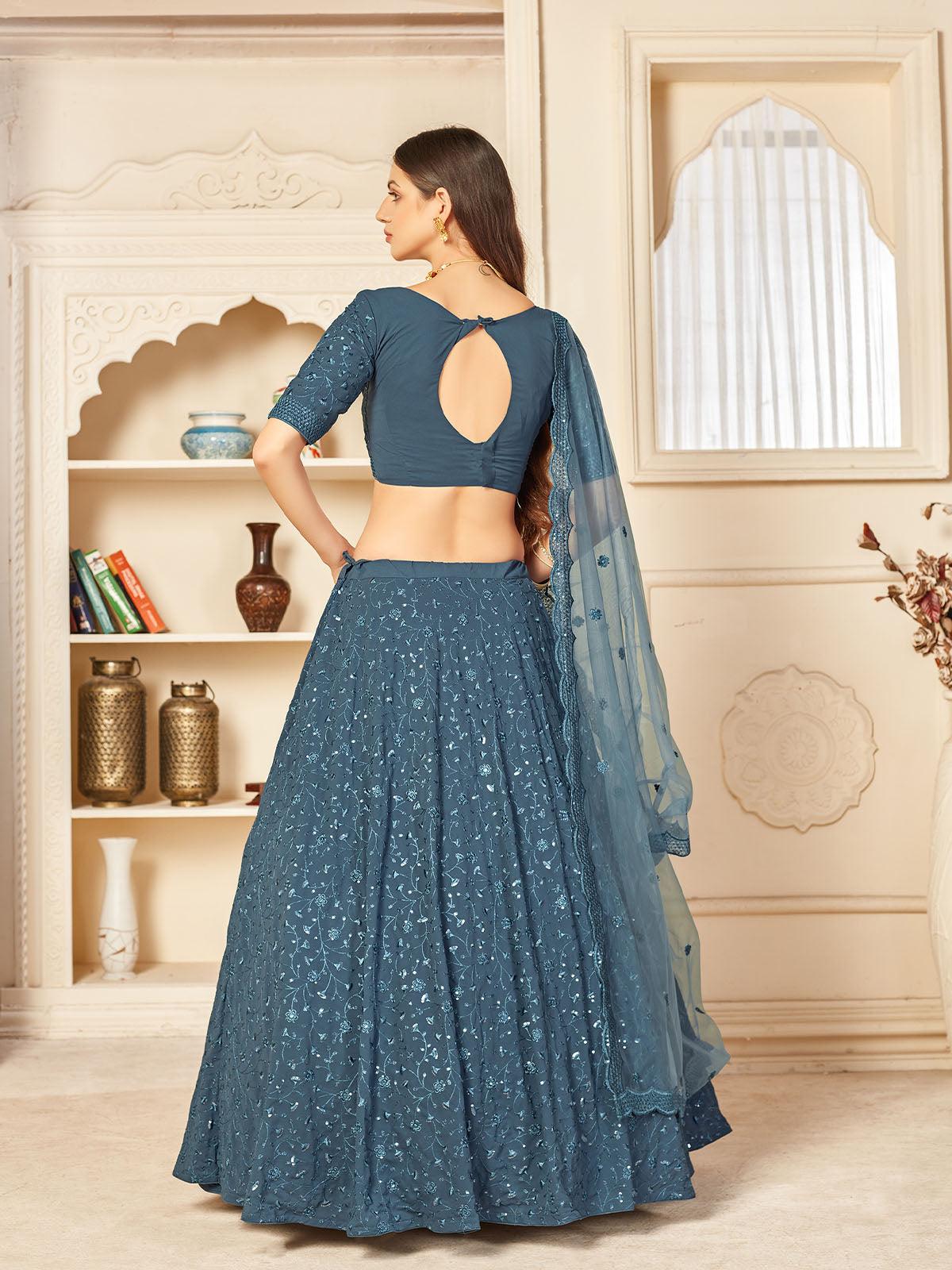 Pretty Grey Georgette Lehenga Set - Rajwada