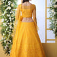 Pretty Mustard Yellow Net Lehenga Choli Set - Rajwada