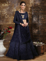Pretty Navy Blue Georgette Lehenga Choli Set - Rajwada