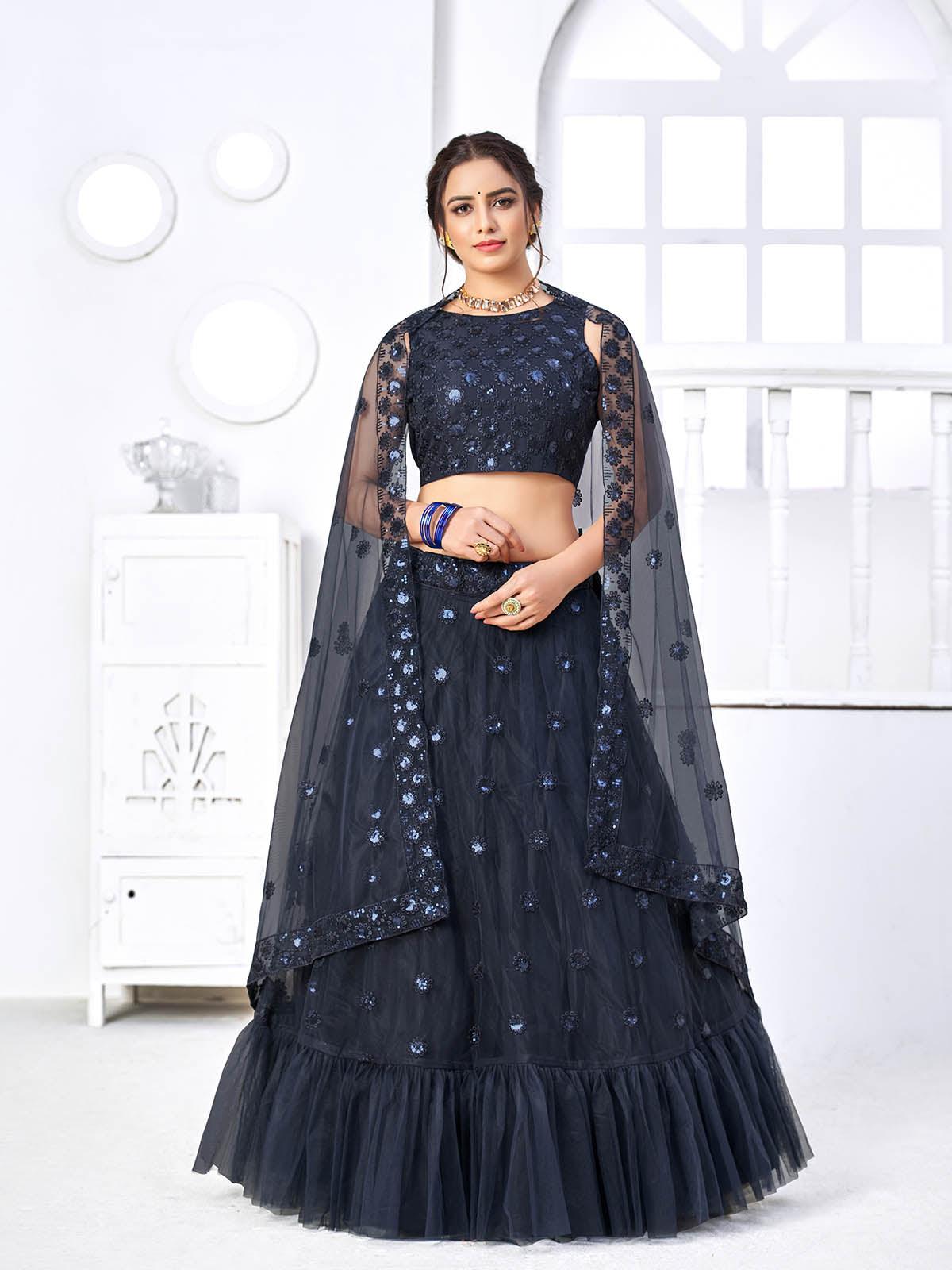 Pretty Navy Net Lehenga Set - Rajwada