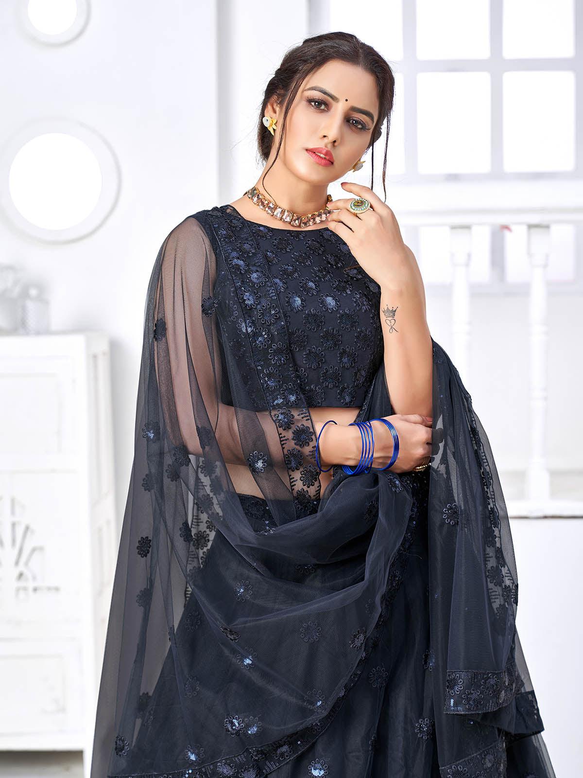 Pretty Navy Net Lehenga Set - Rajwada