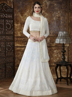 Pretty Off-White Georgette Lehenga Choli Set - Rajwada