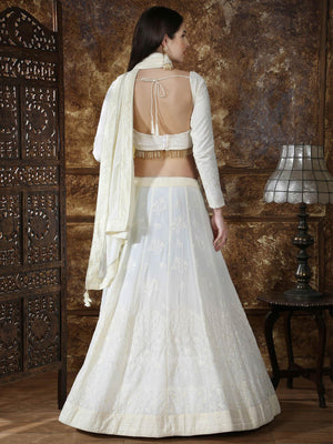 Pretty Off-White Georgette Lehenga Choli Set - Rajwada