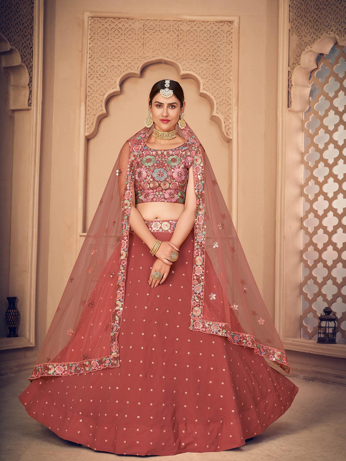Pretty Orange Georgette Lehenga Set - Rajwada