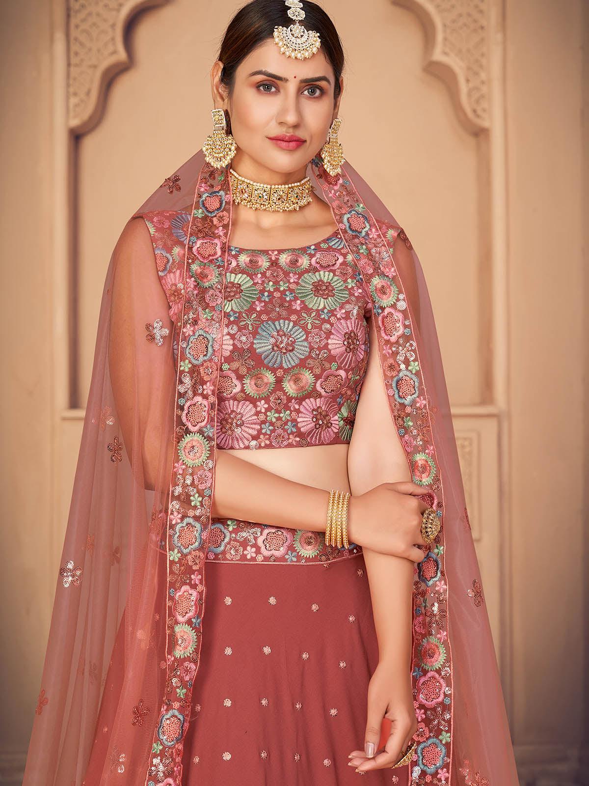 Pretty Orange Georgette Lehenga Set - Rajwada