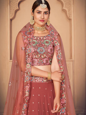 Pretty Orange Georgette Lehenga Set - Rajwada