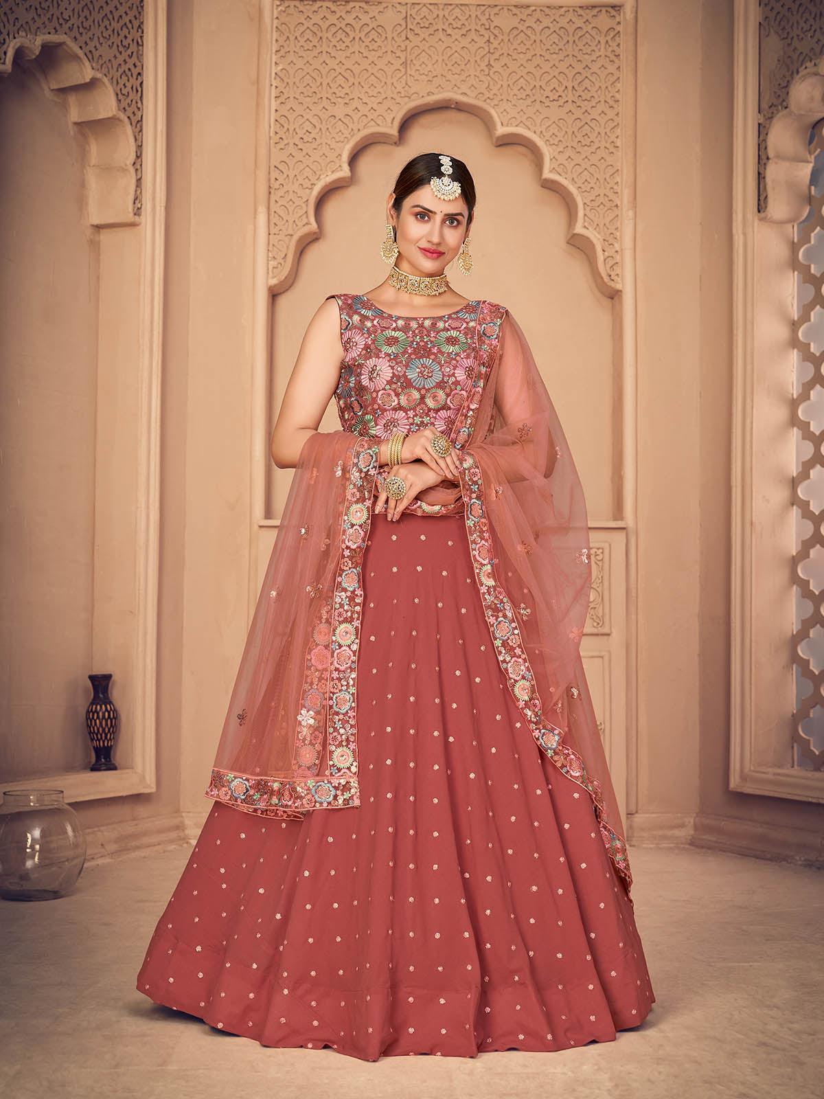 Pretty Orange Georgette Lehenga Set - Rajwada