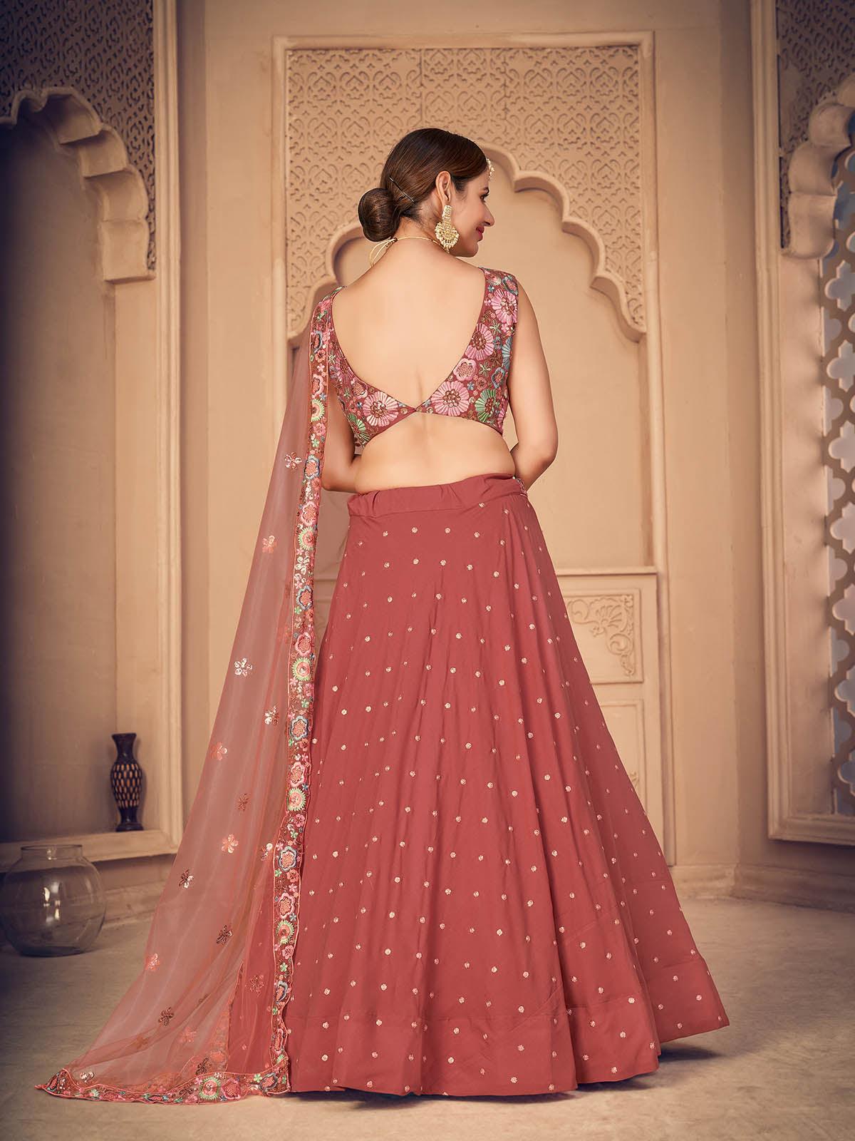 Pretty Orange Georgette Lehenga Set - Rajwada