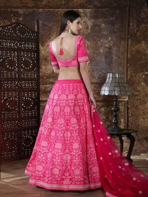 Pretty Pink Silk Lehenga Choli Set - Rajwada