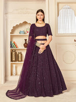 Pretty Purple Georgette Lehenga Set - Rajwada