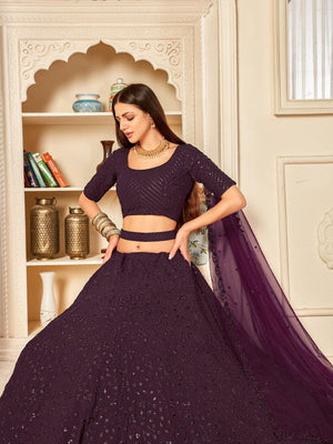 Pretty Purple Georgette Lehenga Set - Rajwada