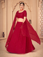 Pretty Red Georgette Lehenga Set - Rajwada