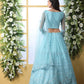 Pretty Sky Blue Net Lehenga Choli Set - Rajwada