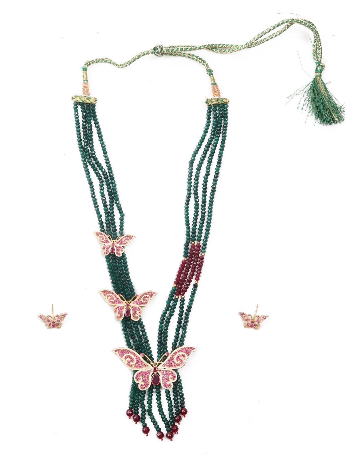 Princely Green Necklace Set - Rajwada