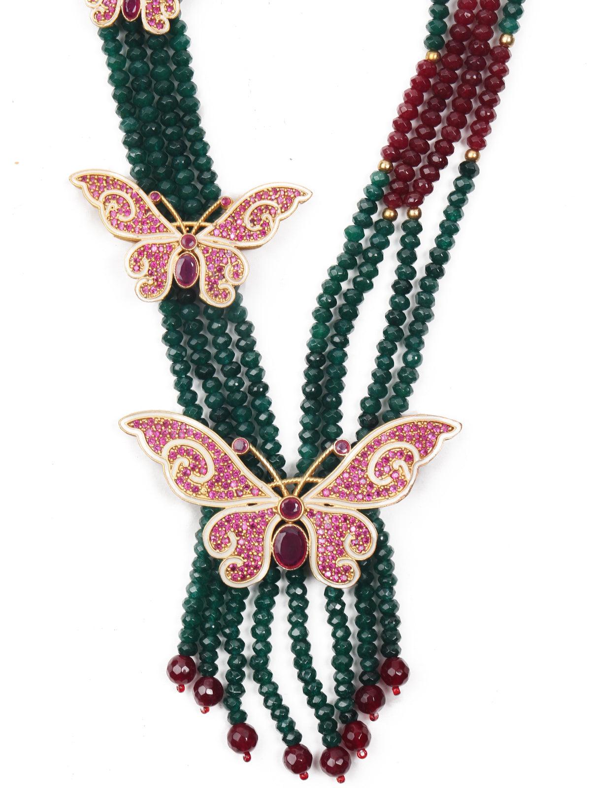 Princely Green Necklace Set - Rajwada