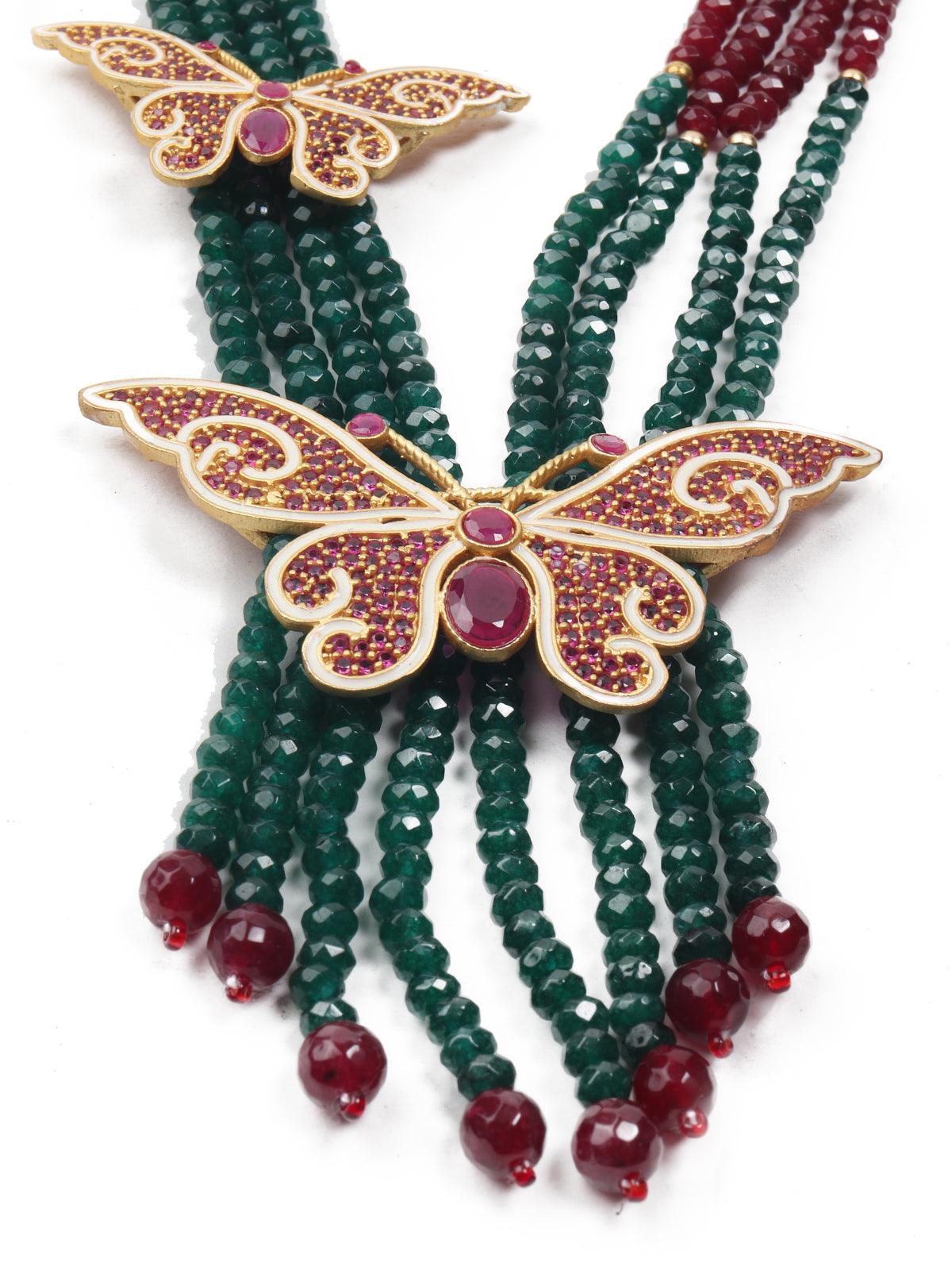 Princely Green Necklace Set - Rajwada
